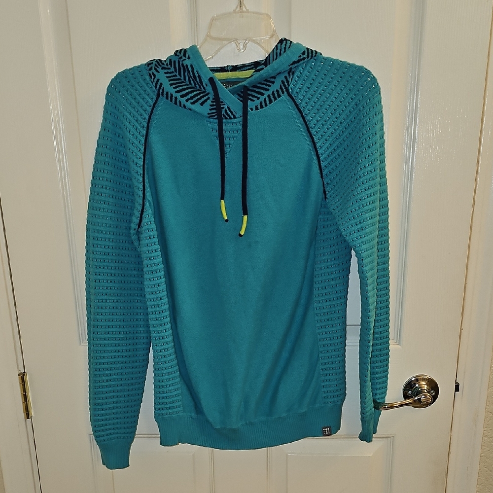 Title Nine Dekker Turquoise Knit Hoodie - Picture 3 of 9